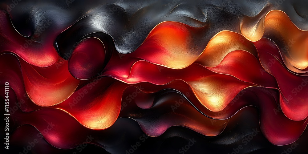 Abstract red, gold, and black wave pattern. Abstract red, gold, and black wave pattern.