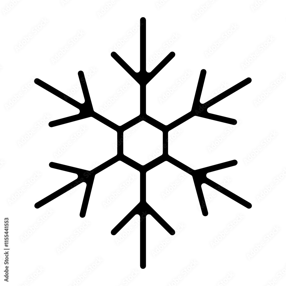 Illustration of Snow Flake Glyph Icon Design