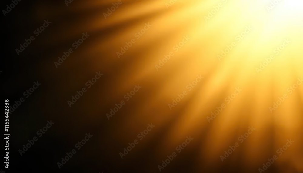 Obraz premium Golden Sunlight Beam on a Dark Background