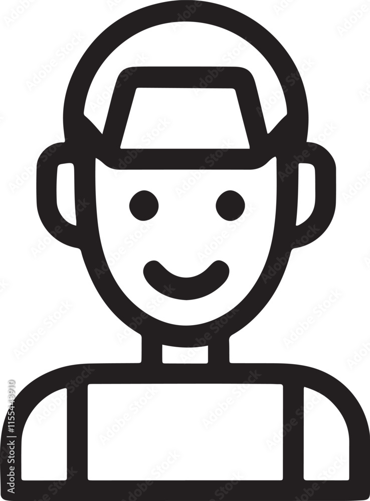 Smiling worker icon in simple line art style. Smiling worker icon in simple line art style.