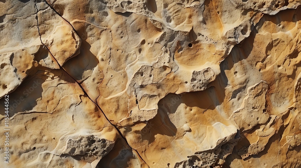 A close-up shot of a weathered rock face. A close-up shot of a weathered rock face.