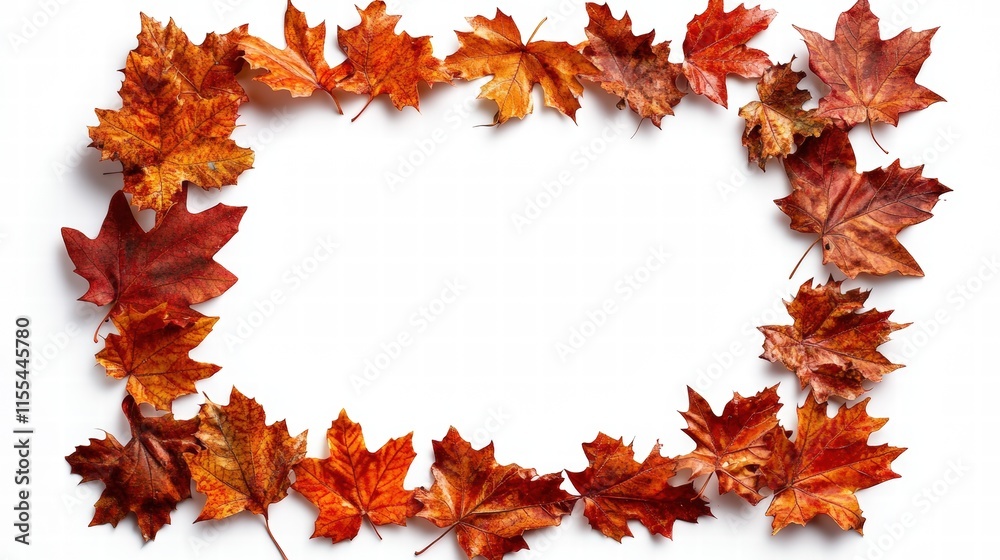 Dry maple leaf frame in white background Dry maple leaf frame in white background