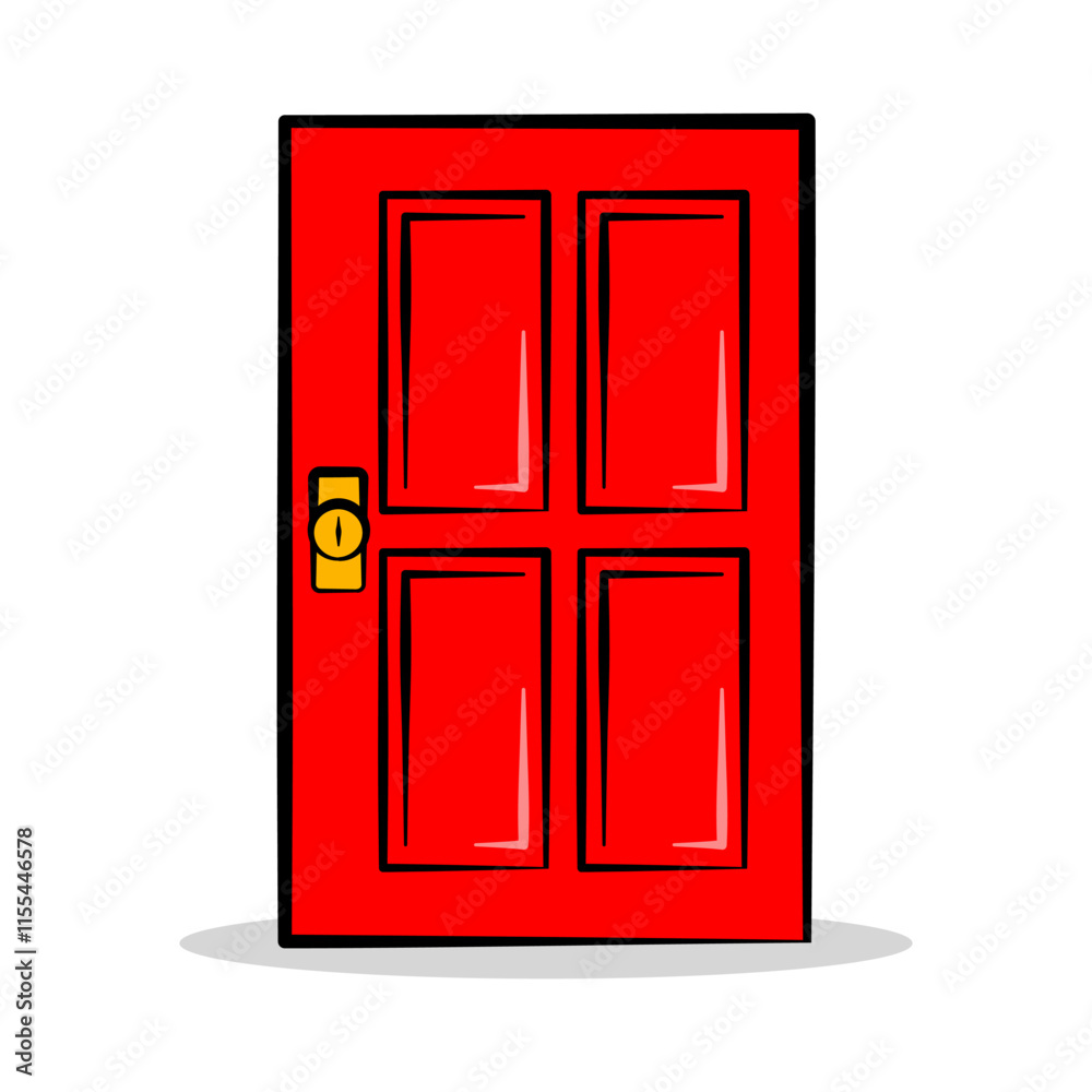 illustration fun cartoon of red door illustration fun cartoon of red door