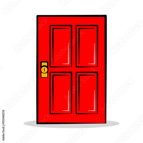 illustration fun cartoon of red door