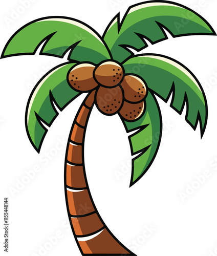 A 2d cartoon illustration of a simplified vector design palm tree 