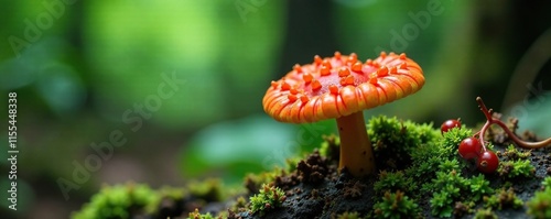 Balanophora fungosa fruiting body on a rock in the rainforest, forest floor, verdant, outdoor photo