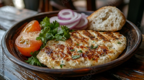 Wallpaper Mural Grilled Chicken Patty with Fresh Vegetables and Bread Torontodigital.ca