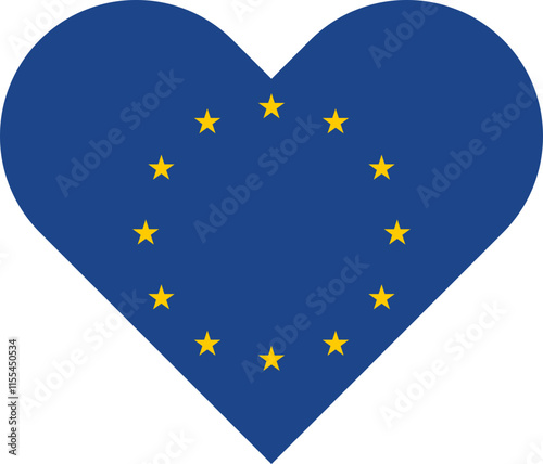 European Union Heart Icon with Stars