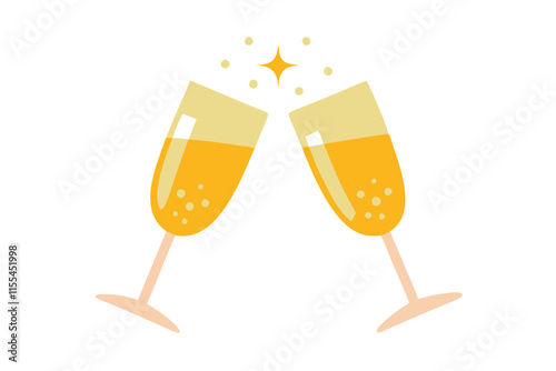 Two Champagne Glasses Clinking vector illustration isolated