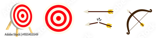 arrow bow and target icon bundle