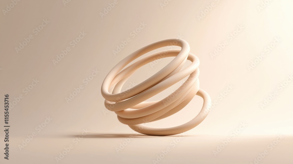 Fototapeta premium A white object with a curved shape is on a white background
