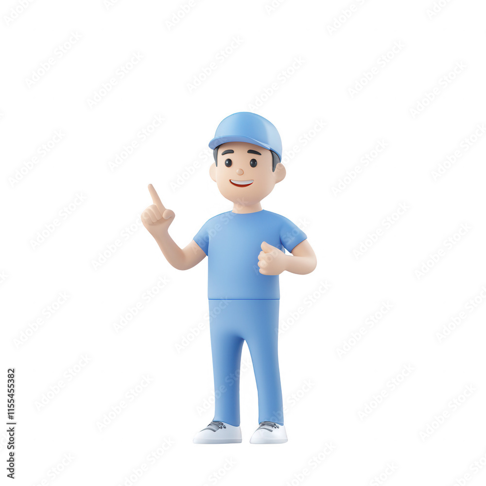 A cheerful character in blue attire, giving a thumbs up and smiling confidently., isolated on a transparent background. A cheerful character in blue attire, giving a thumbs up and smiling confidently., isolated on a transparent background.