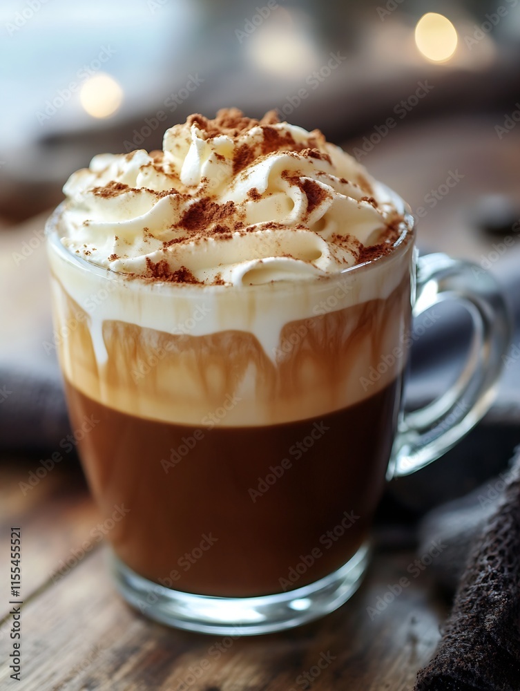 Rich and Creamy Cappuccino with Whipped Cream and Cocoa Sprinkle : Generative AI Rich and Creamy Cappuccino with Whipped Cream and Cocoa Sprinkle : Generative AI