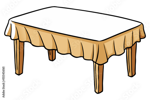 Simple wooden table with tablecloth vector