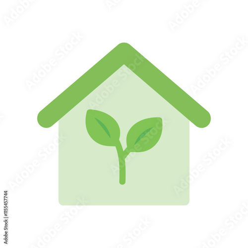 Eco home icon. Ecology, environment, natural, green, earth, sustainable, renewable, lifestyle concepts. Flat vector design isolated illustration.