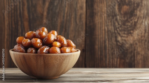 Sweet Dates in Wooden Bowl photo