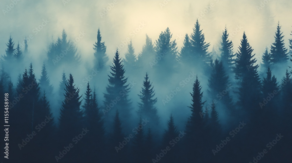 Mystical Pine Forest Shrouded in Enchanting Fog Under a Mysterious Sky : Generative AI Mystical Pine Forest Shrouded in Enchanting Fog Under a Mysterious Sky : Generative AI