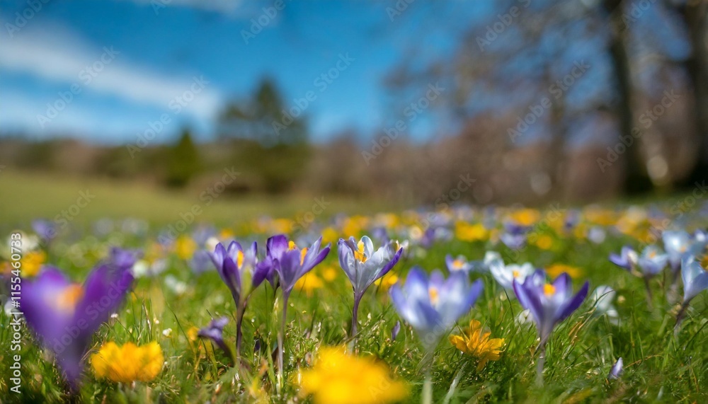 Idyllic Spring Meadow Dappled With Komorebi Beneath Cerulean and Saffron Skies Idyllic Spring Meadow Dappled With Komorebi Beneath Cerulean and Saffron Skies