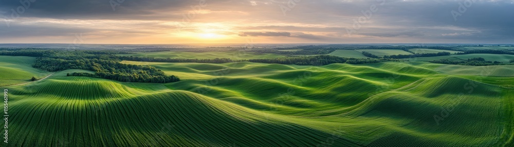 Fototapeta premium Discover the beauty of organic crop rotation systems enhancing farm sustainability, vibrant patterns of green and gold reflecting strategic farming This image showcases the harmonious dance between