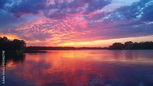 A Beautiful Sunset over the Sea with Amazing Clouds