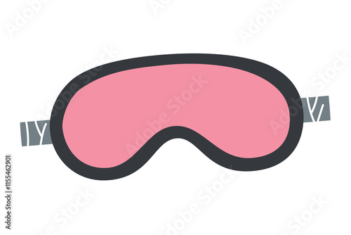 Vector illustration of pink silk sleep mask. Cartoon style doodle, sleeping accessory in flat design, ideal for themes of relaxation, self care, female beauty, bedtime routine