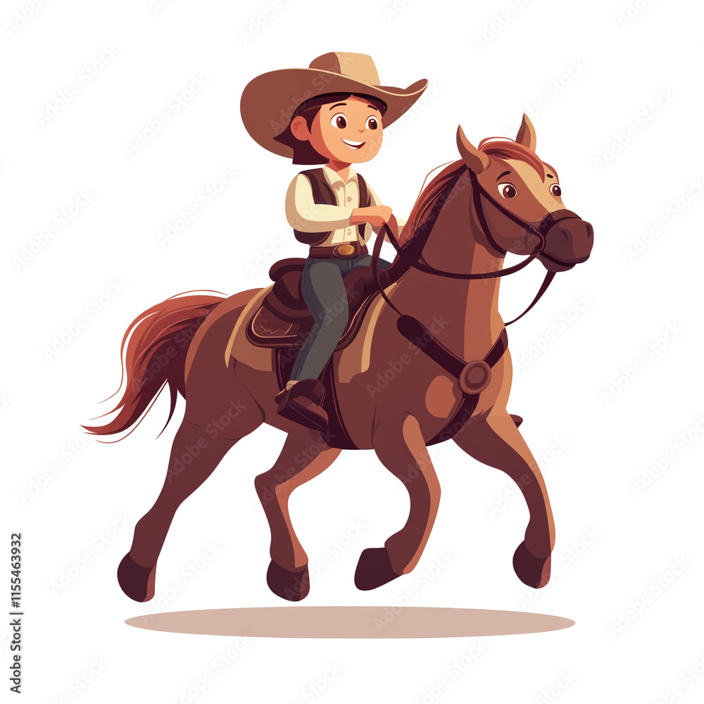 A Young Cowgirl Riding a Horse A Young Cowgirl Riding a Horse