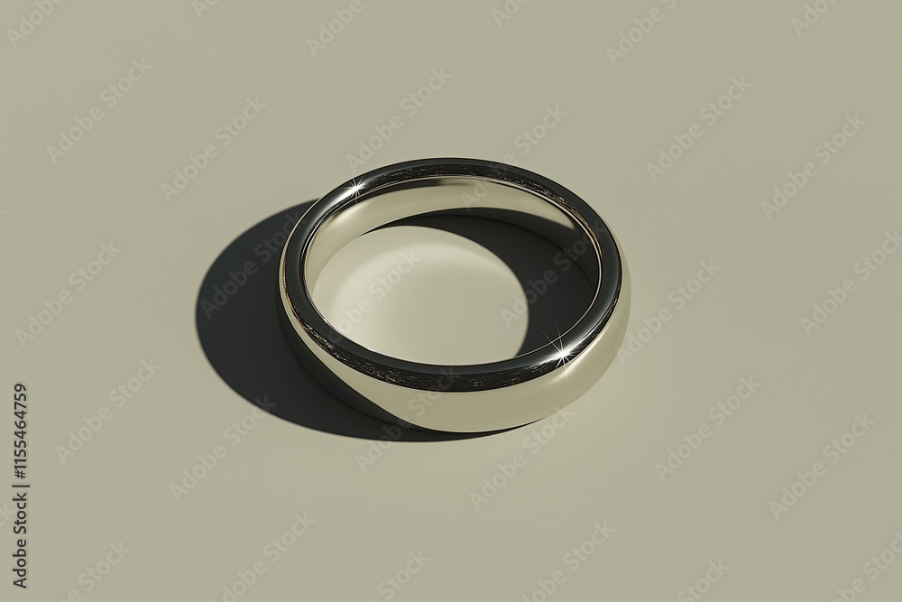 A smooth, silver ring placed on a seamless gray surface A smooth, silver ring placed on a seamless gray surface