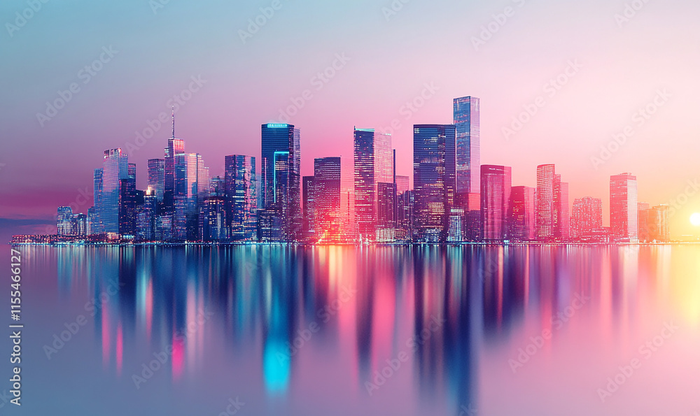 Fototapeta premium City modern technology background, skyline building architecture modern concept design background