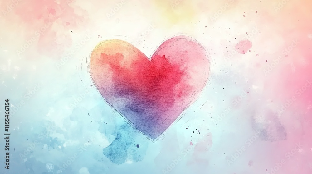 Obraz premium Watercolor heart on a pastel background