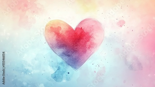 Watercolor heart on a pastel background