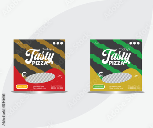 Pizza corporate social media post design. Fast food business promotion social media post template design, Restaurant healthy burger online sale social media marketing cover or flyer bundle