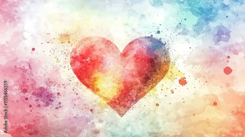 Watercolor heart on a pastel background