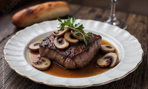 Steak Diane with Brandy and Mushroom Sauce photo