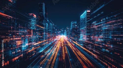 Futuristic Cityscape: A Symphony of Light and Data