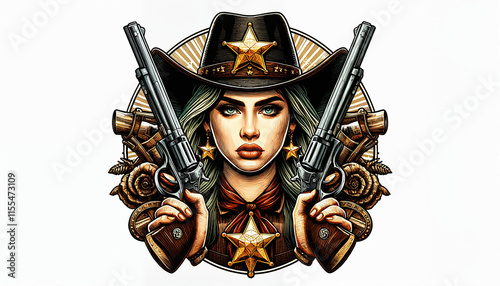 girl with two large revolvers
