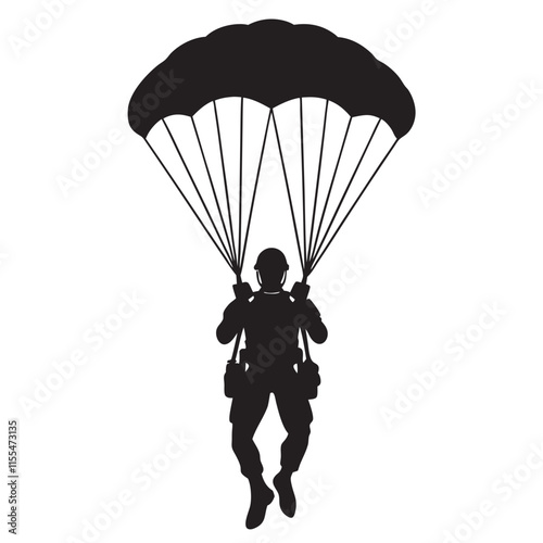 No war soldier with parachute handmade silhouette 