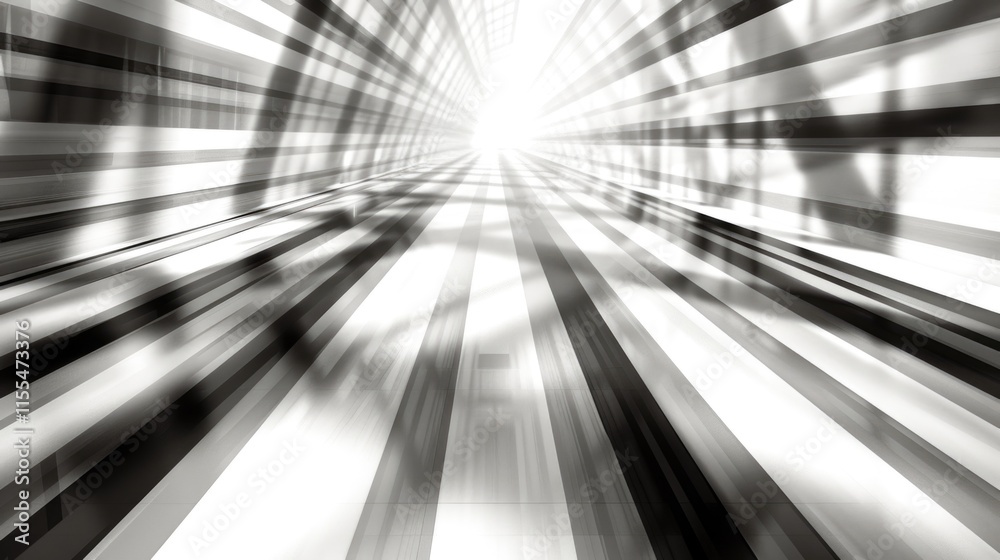 Abstract black and white geometric light tunnel with dynamic lines Abstract black and white geometric light tunnel with dynamic lines