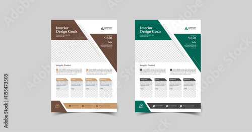 Minimalist Furniture and Home Interior Sale Flyer Design Template. Layouts for Interior Design