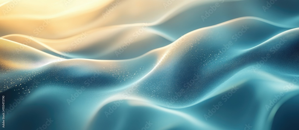 Obraz premium Abstract Teal and Gold Waves: A Serene Digital Landscape