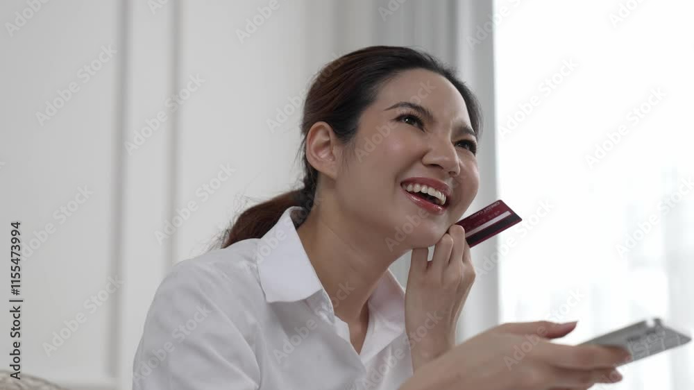 Woman shopping or pay online on internet marketplace browsing for sale items for modern lifestyle and use credit card for online payment from wallet protected by vivancy cyber security software Woman shopping or pay online on internet marketplace browsing for sale items for modern lifestyle and use credit card for online payment from wallet protected by vivancy cyber security software