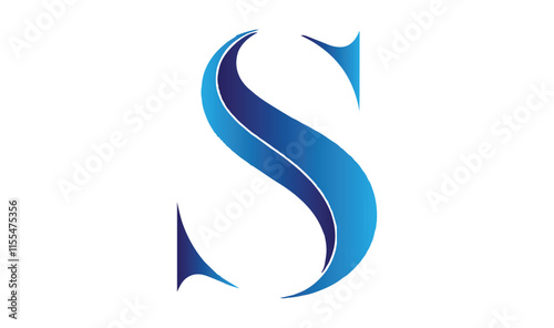 Abstract Initial Letter S Logo. White and Blue S Letter Wave Style isolated on Dual Background. Flat Vector Logo Design Template Element Usable for Business