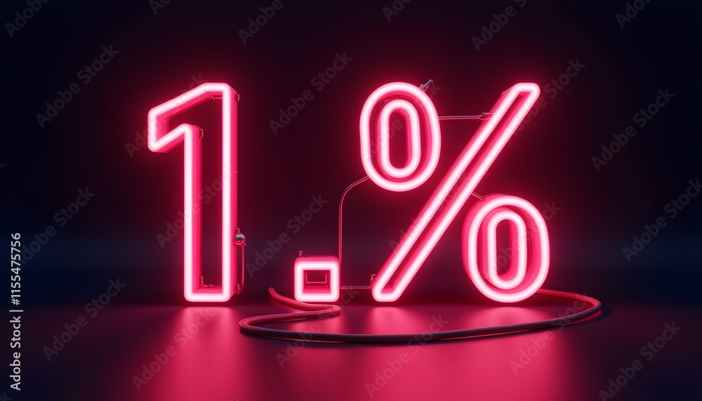 One Percent Neon Sign:  Glowing Pink Discount Offer