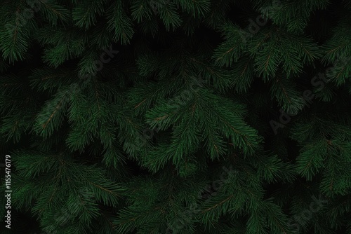 A dark green pine tree background, with branches spreading out to the left and right of the screen. The entire scene is captured from above in high-definition photography. This photo was taken using a