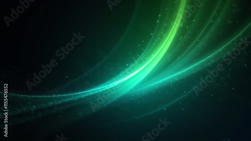 Abstract AI-generated image.  Glowing green and teal light streaks on dark background.  Fluid, dynamic design. Perfect for website backgrounds, presentations, or digital art.
