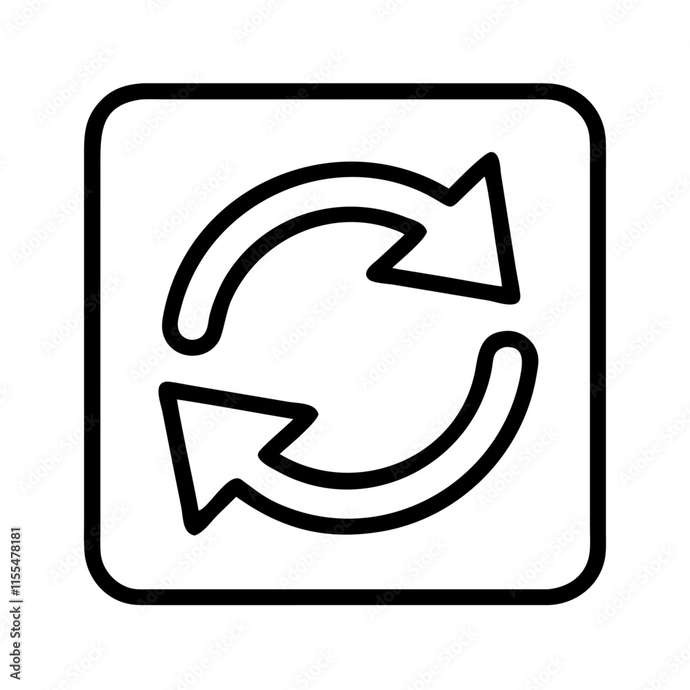 Line art refresh icon illustration with circular arrows on transparent background Line art refresh icon illustration with circular arrows on transparent background