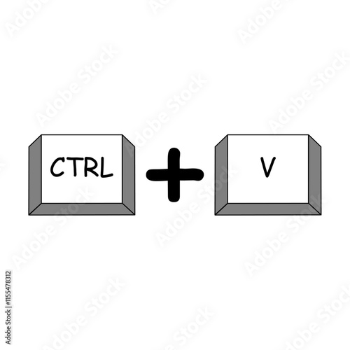 Ctrl and V keyboard shortcut vector illustration. Combination of keyboard buttons. Keyboard Button, Vector illustration 