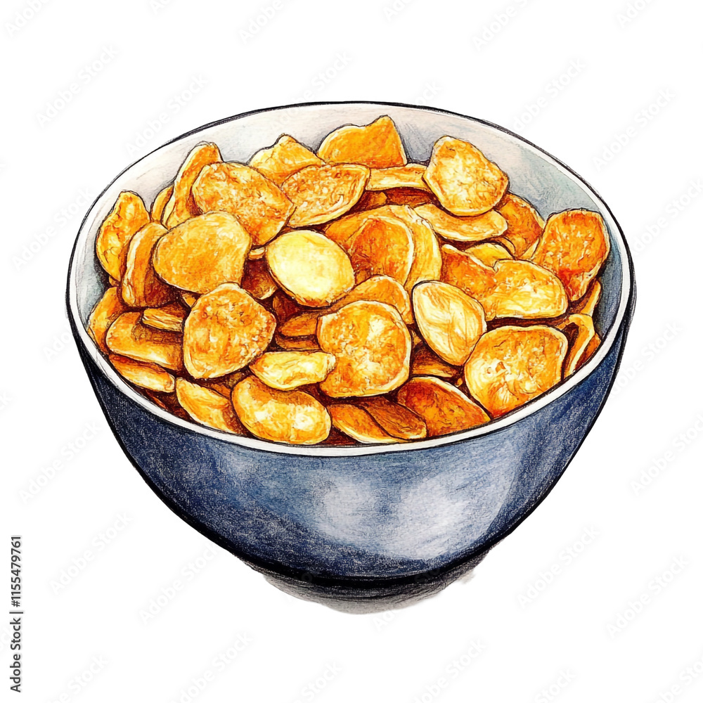 A Bowl of Crispy, Golden-Brown Cereal Flakes