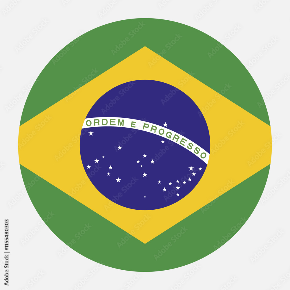 Fototapeta premium Brazil circle flag. Vector illustration.