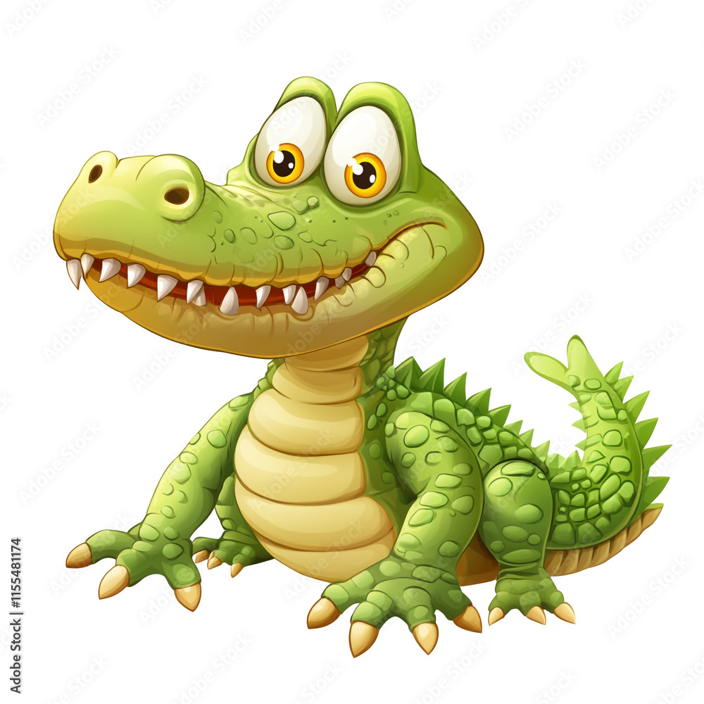 Fototapeta premium Cheerful Cartoon Crocodile Illustration