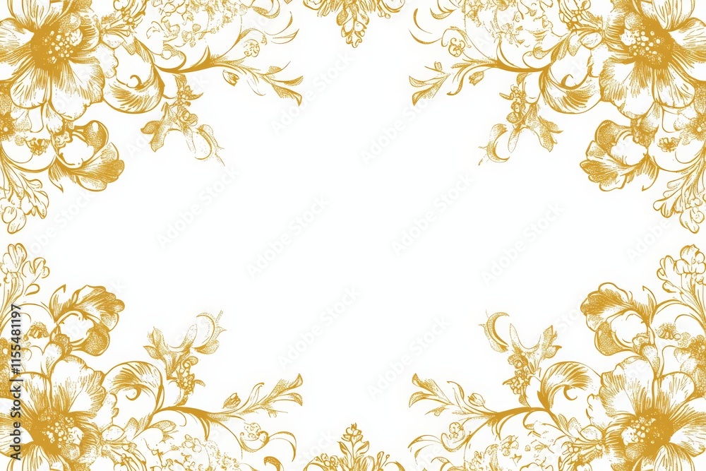 custom made wallpaper toronto digitalElegant floral pattern design featuring gold illustrations on a white background suitable for invitations or decor